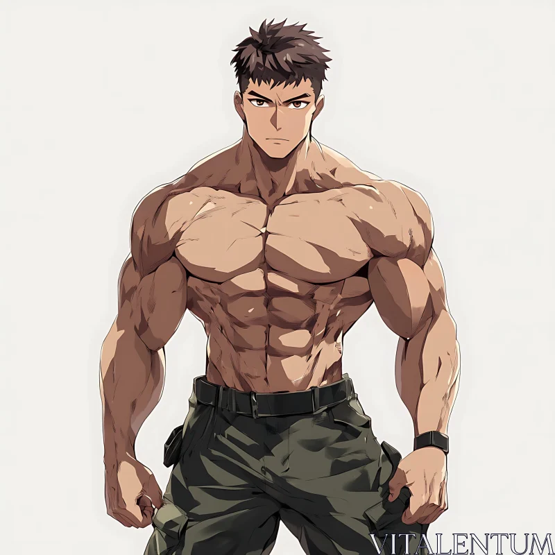 Anime Muscular Hero Character AI Image