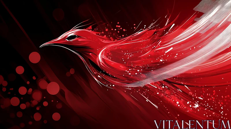 AI ART Crimson Bird Abstract Artwork