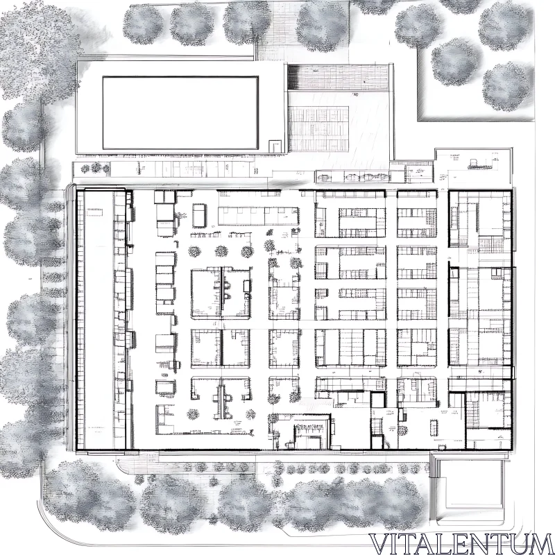 Detailed Building Complex Architectural Blueprint AI Image