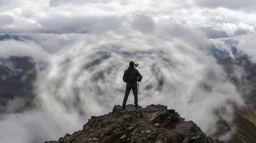 Photographer on Mountain Peak