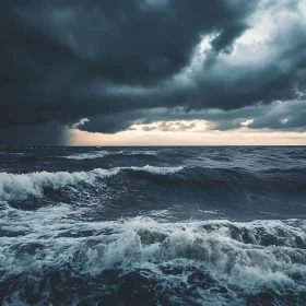 Brooding Seascape with Turbulent Waves