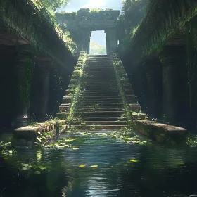 Submerged Temple Staircase