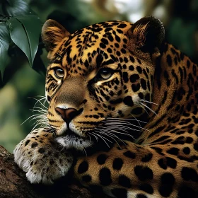 Resting Leopard in Jungle