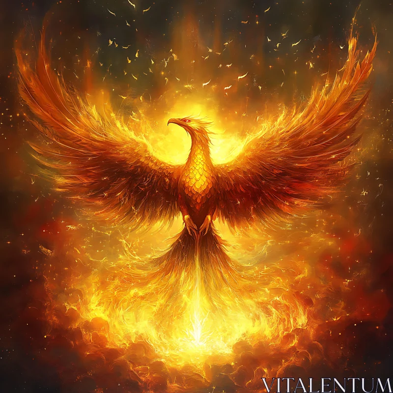 Phoenix Rising From Embers AI Image