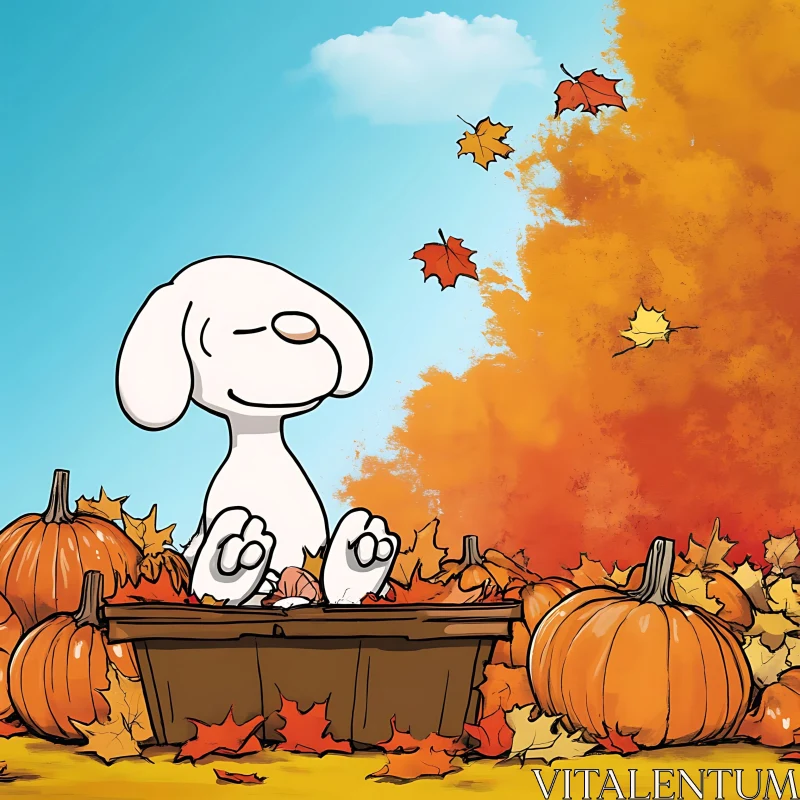 Cartoon Dog in Cozy Autumn Setting AI Image