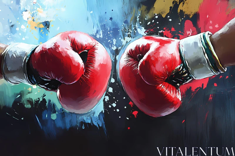 Striking Boxing Gloves Meeting in Fiery Encounter AI Generated Image AI Image