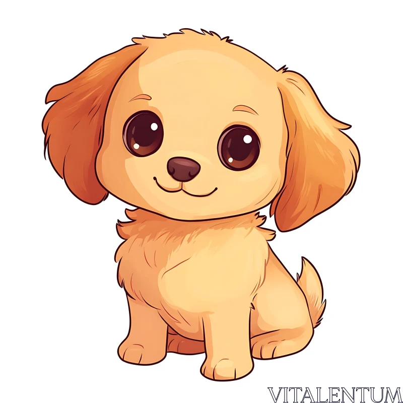 AI ART Cute Cartoon Puppy with Big Eyes