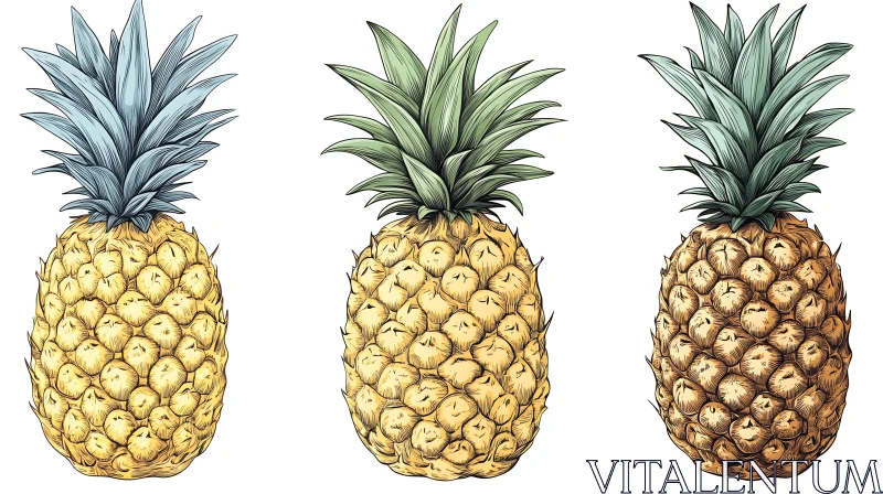 AI ART Pineapple Still Life: A Study in Color