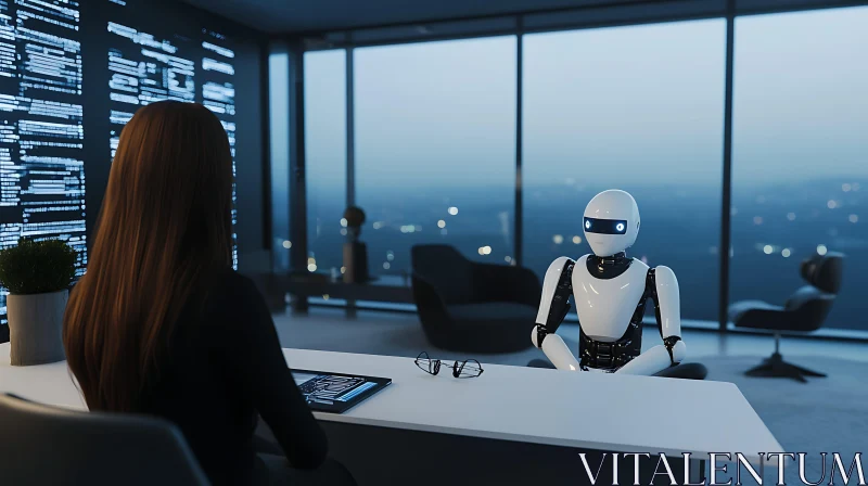 Robot Interview in Modern Office AI Image