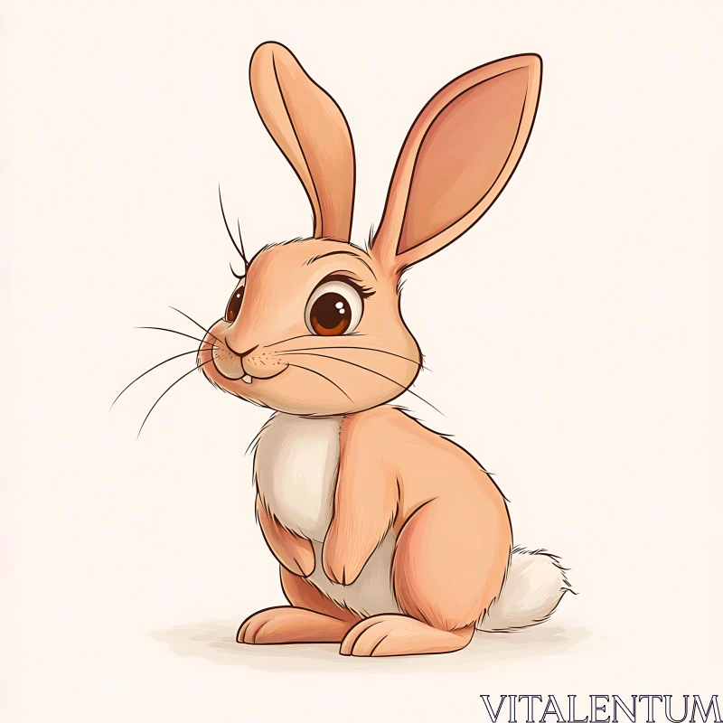 Peach Fur Bunny Cartoon AI Image