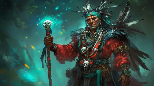 Mystical Wizard with Glowing Staff
