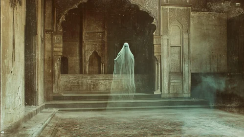 Haunted Scene with Ethereal Apparition