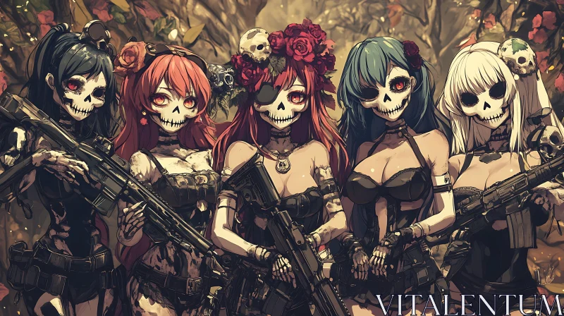 AI ART Skeleton Anime Girls with Guns