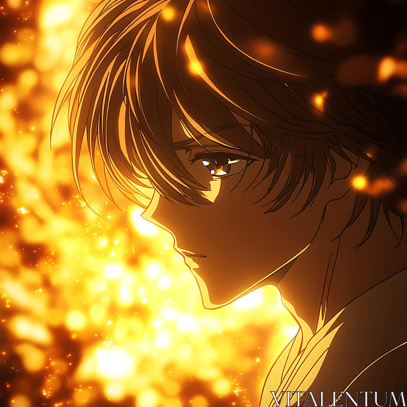 Golden Glow Anime Profile AI Image