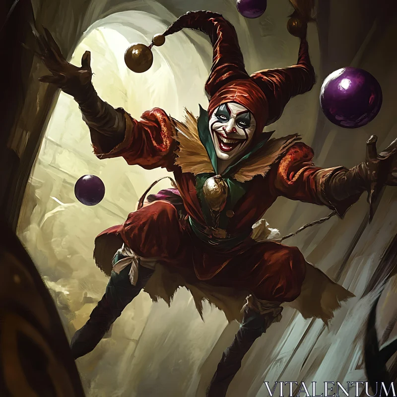 AI ART Jester juggling orbs