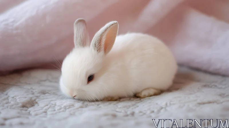 Serene Image of a White Rabbit Resting AI Image