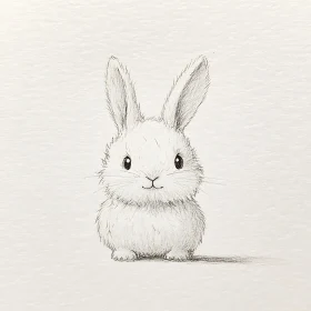 Pencil Drawing of a Cute Rabbit