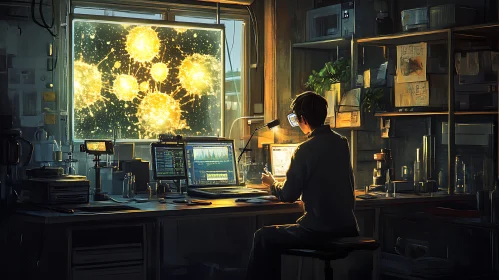 Lab Research: Scientist Analyzing Data