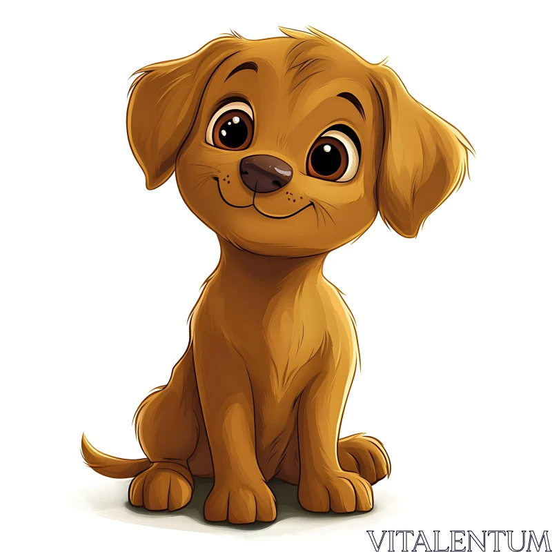 Endearing Brown Cartoon Puppy Artwork AI Image