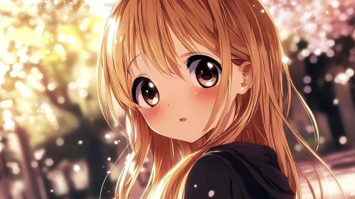 Anime Girl with Blonde Hair and Expressive Eyes