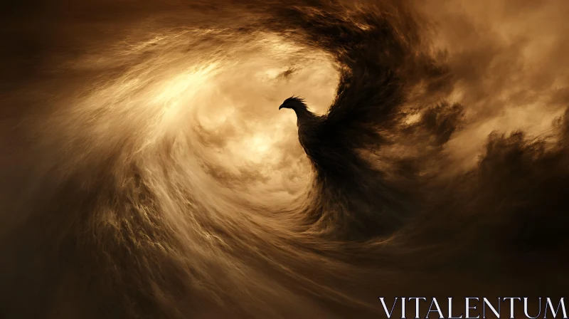 Mythical Bird Reborn in Swirling Light AI Image