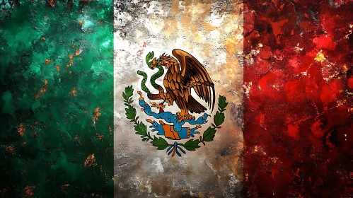 Distressed Mexico Flag Eagle Emblem