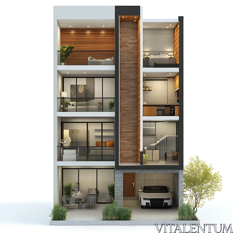 Contemporary Multi-Story Home Exterior and Interior Design AI Image