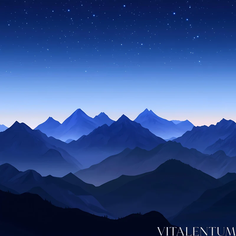 Night Mountain Serenity AI Image