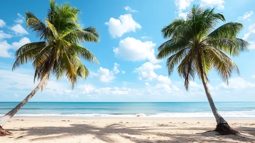 Serene Beach Scene with Palm Trees