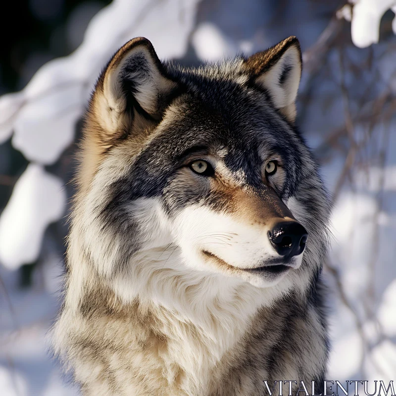 Winter Wolf Portrait, Wildlife Animal AI Image