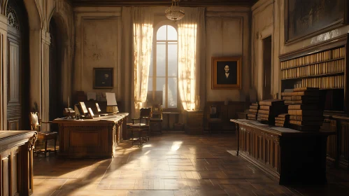 Sunlit Study: A Vintage Room Interior