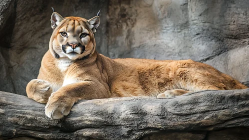 Mountain Lion Resting on Stone