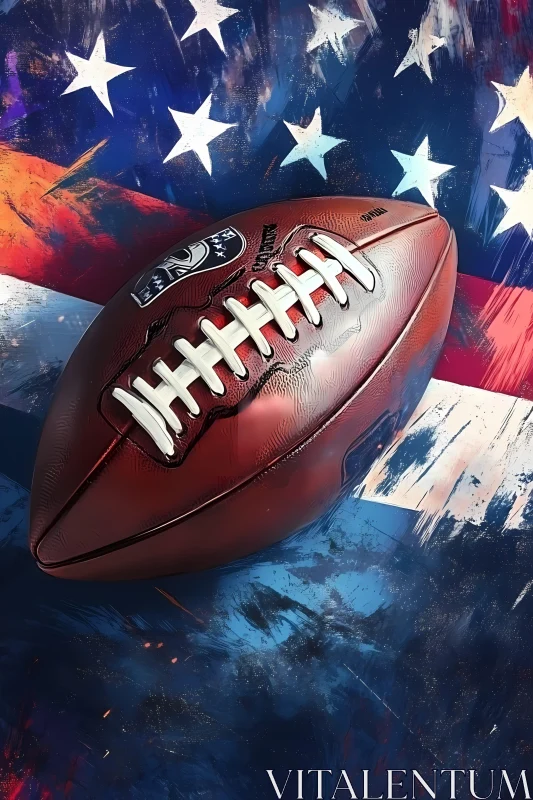 American Football and U.S. Flag: Symbol of Sport and Patriotism AI Image