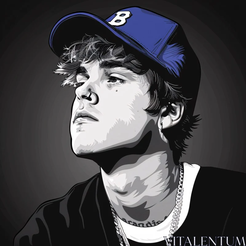 AI ART Justin Bieber Black and White Digital Art