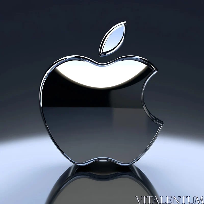 Modern Reflective Apple Icon AI Image