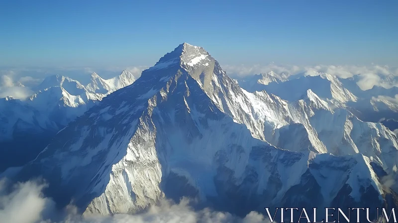 Snow Capped Mountain Aerial View AI Image