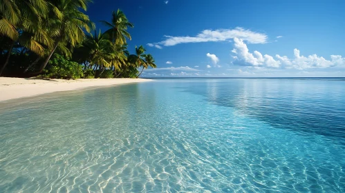 Tropical Beach Scene with Palm Trees