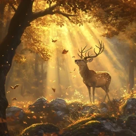 Golden Forest Deer