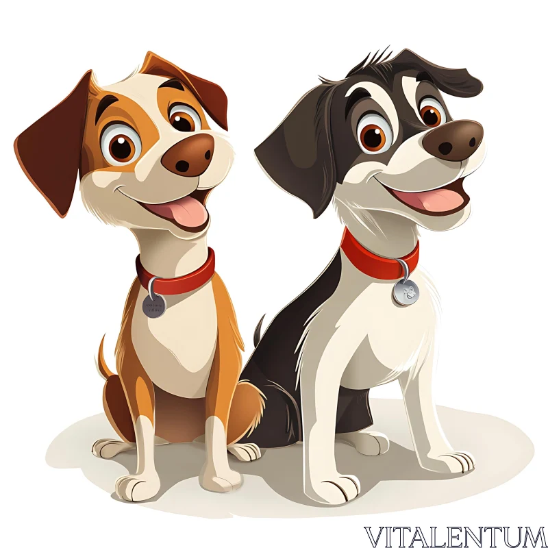 Happy Cartoon Puppies AI Image