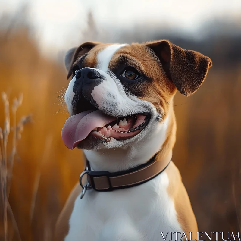 Cheerful Dog with Tongue Out in Grass AI Image