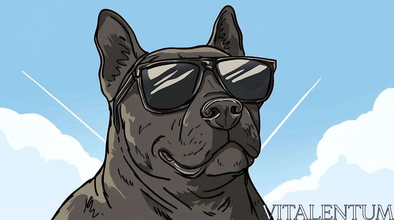 Stylized Dog with Sunglasses Illustration AI Image