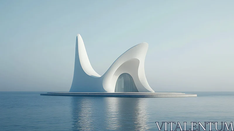 AI ART Futuristic Minimalist Building by the Sea