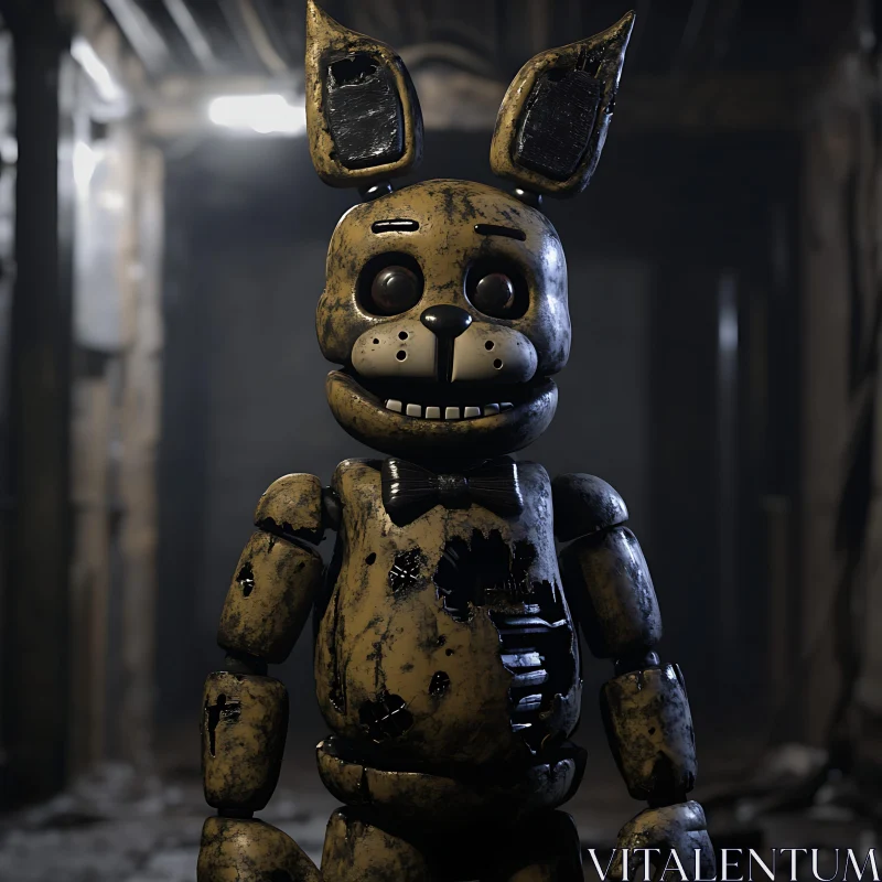 AI ART Disturbing Yellow Animatronic Rabbit