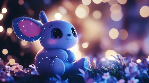 Whimsical Blue Toy with Bokeh Background