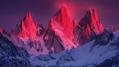 Snowy Mountains Pink Light