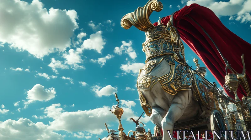 AI ART Golden Chariot and Horse