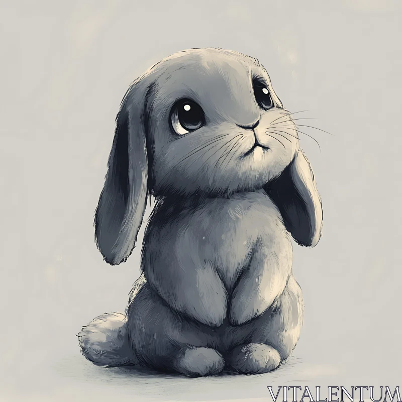 Monochrome Bunny Portrait with Expressive Eyes AI Image