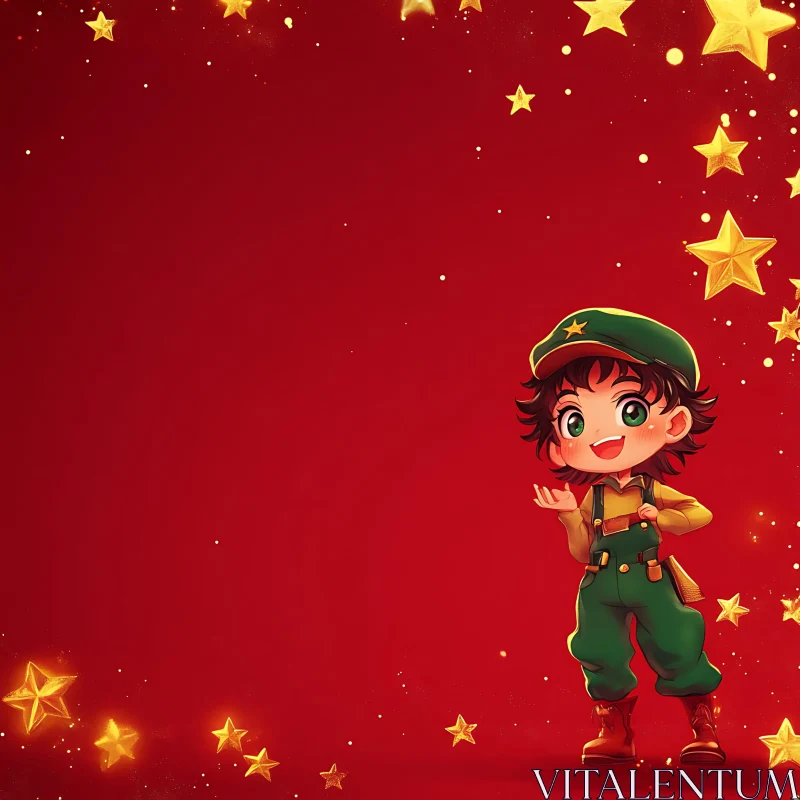 Anime Character with Stars AI Image