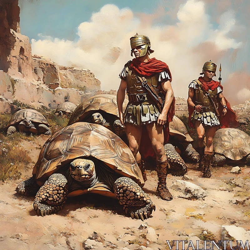 AI ART Roman Guardians on Tortoise Backs