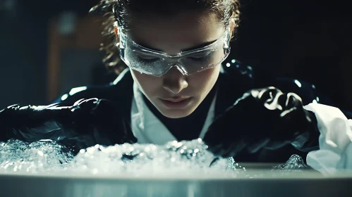 Woman Scientist Analyzing Material